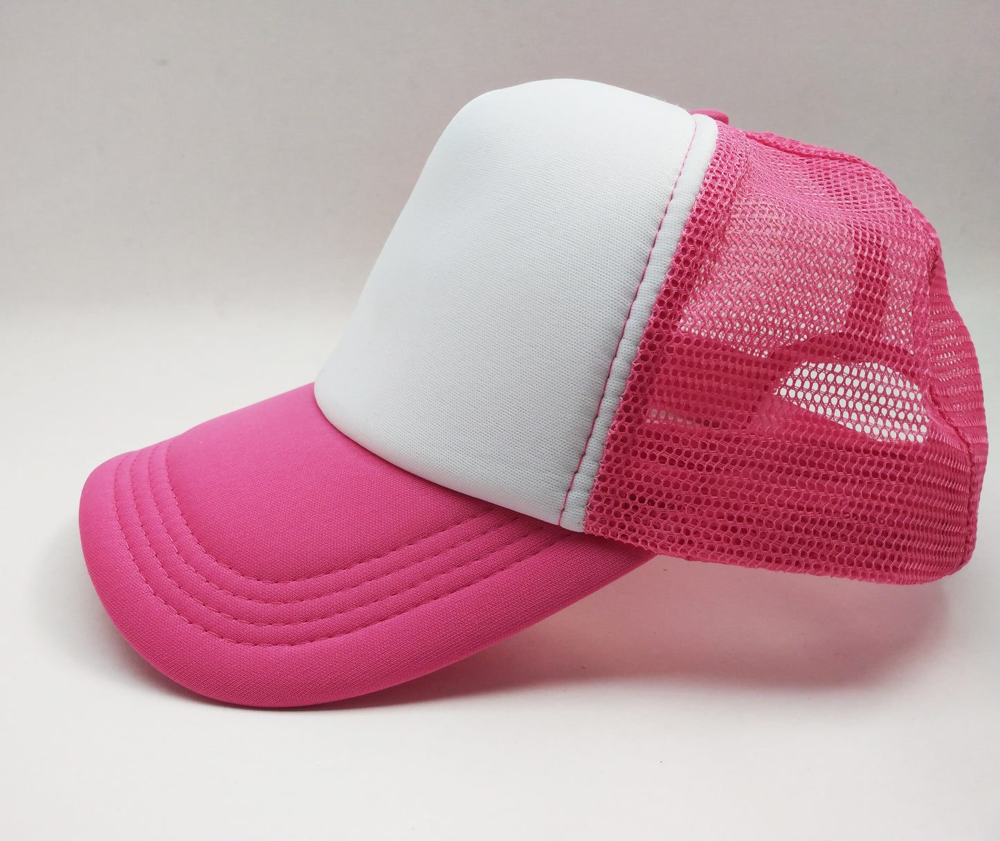 Hot Pink & White Foam/Mesh Trucker Cap -5 Panel adjustable hat