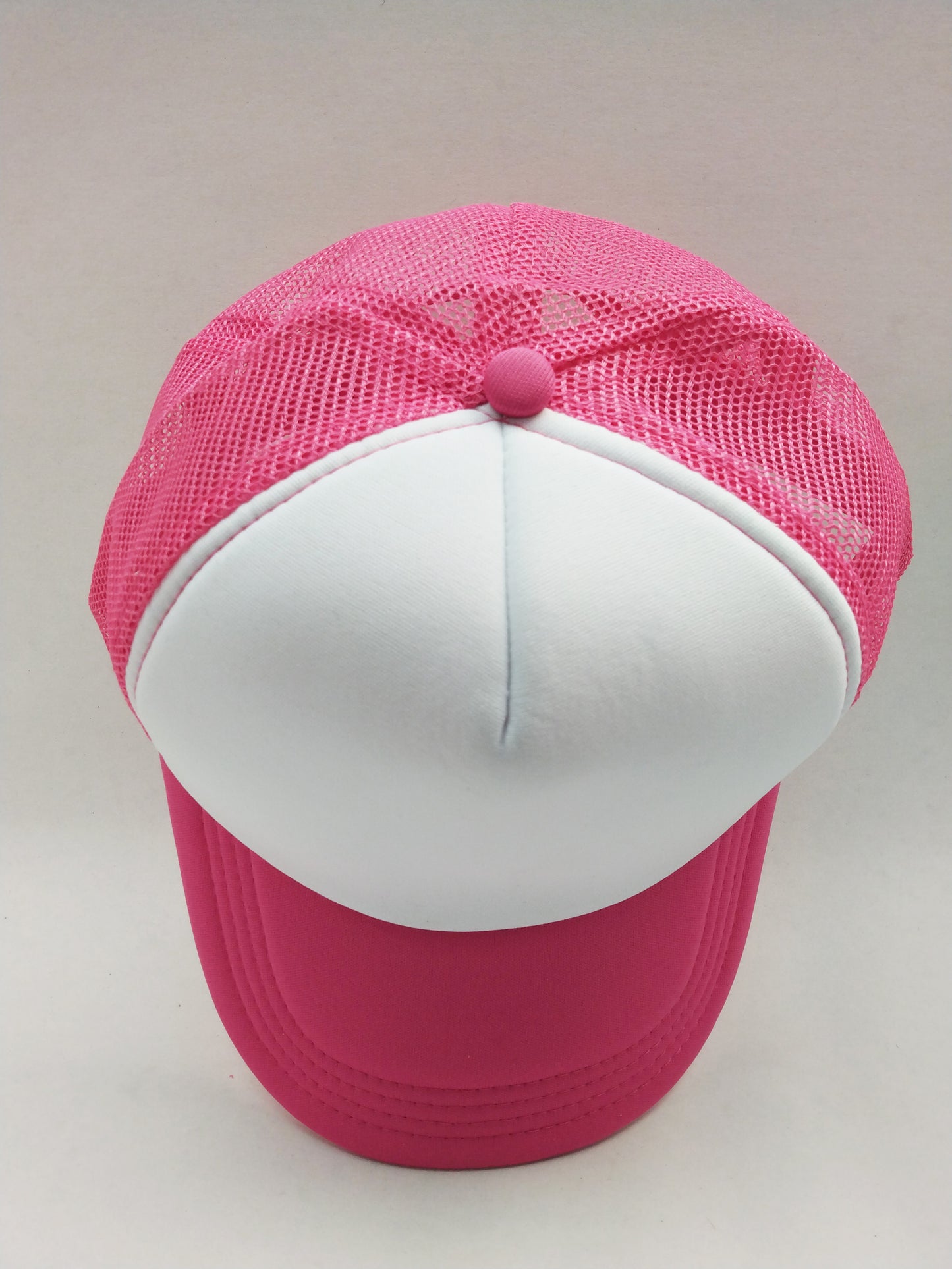 Hot Pink & White Foam/Mesh Trucker Cap -5 Panel adjustable hat