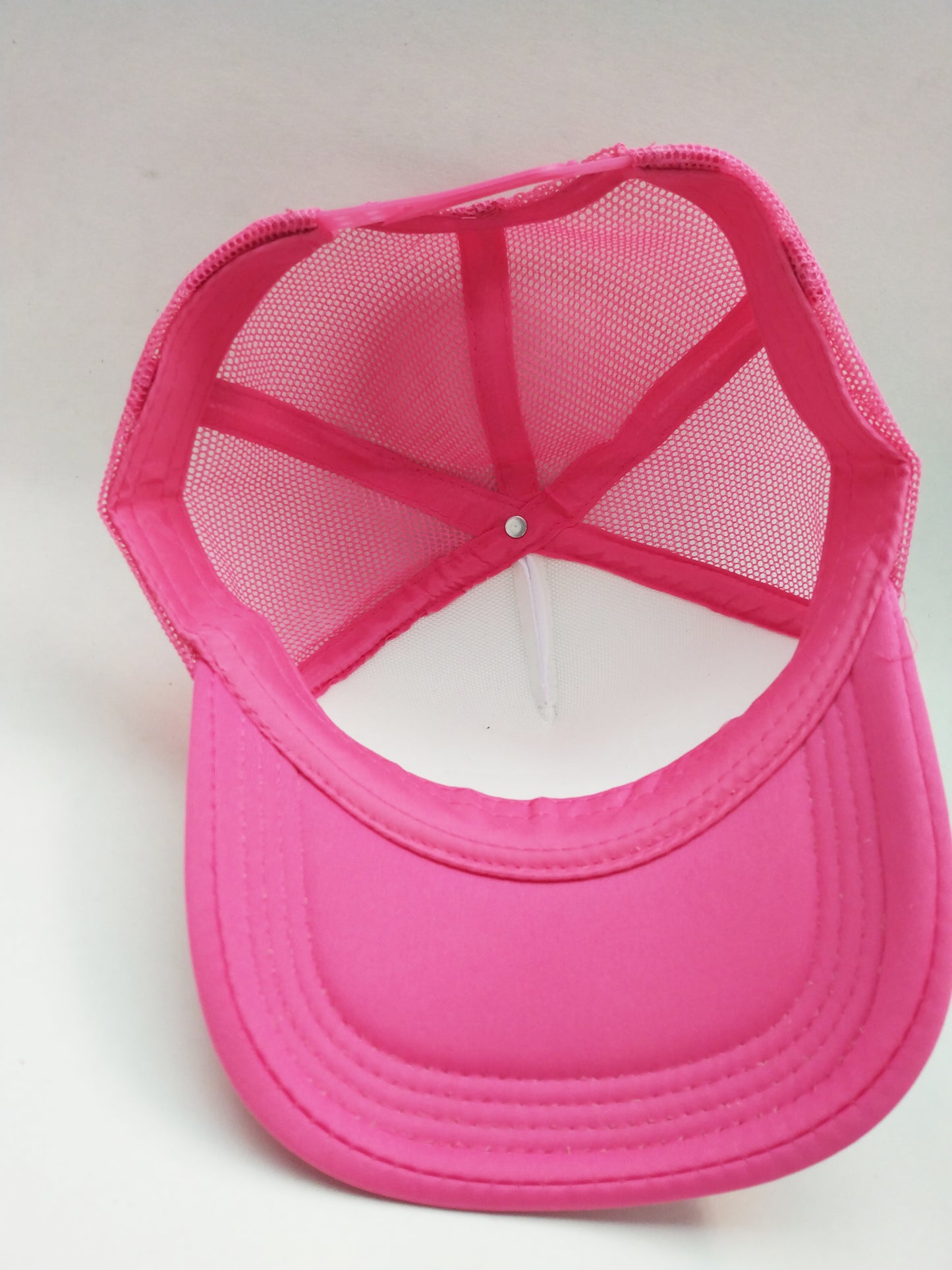 Hot Pink & White Foam/Mesh Trucker Cap -5 Panel adjustable hat