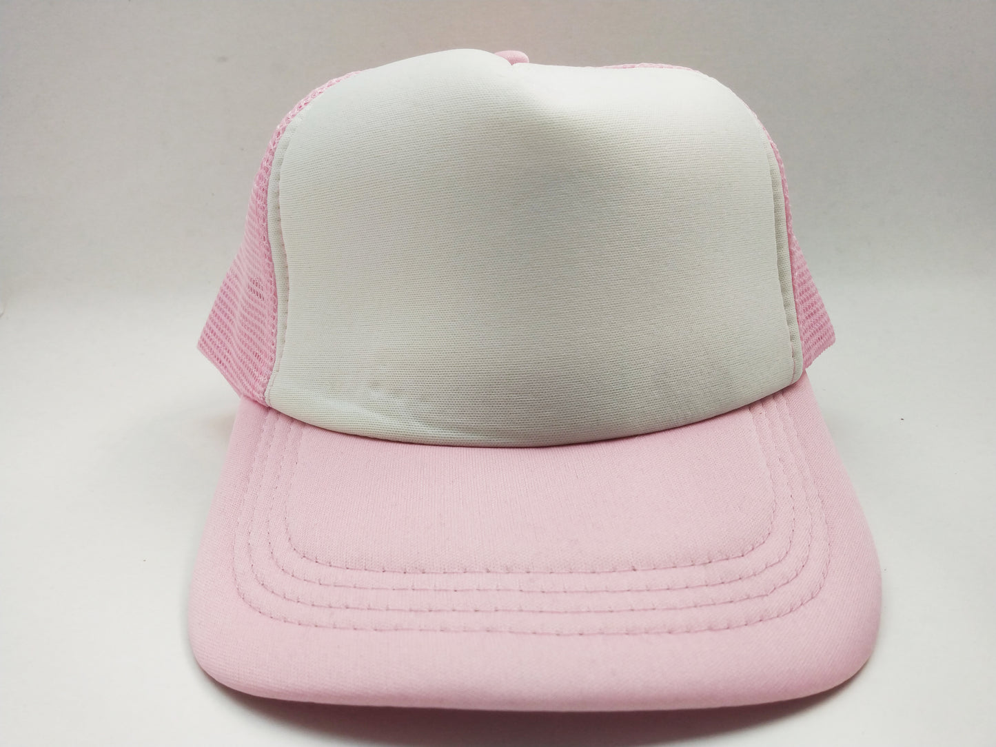 Lite Pink & White Foam/Mesh Trucker Cap -5 Panel adjustable hat