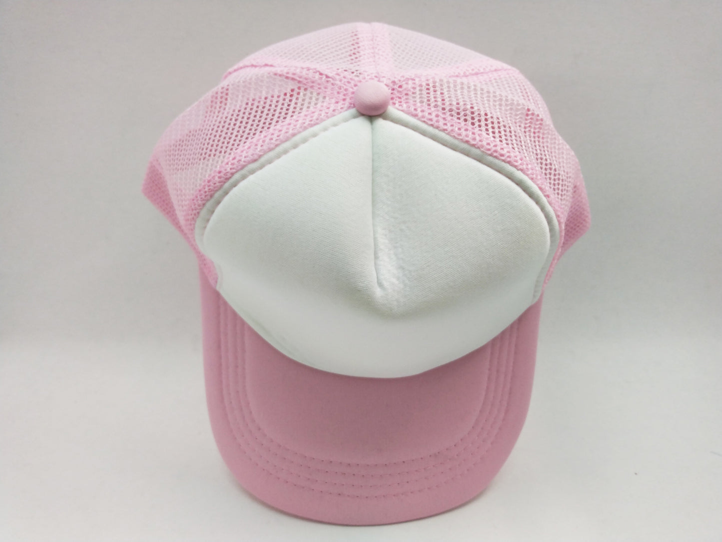 Lite Pink & White Foam/Mesh Trucker Cap -5 Panel adjustable hat