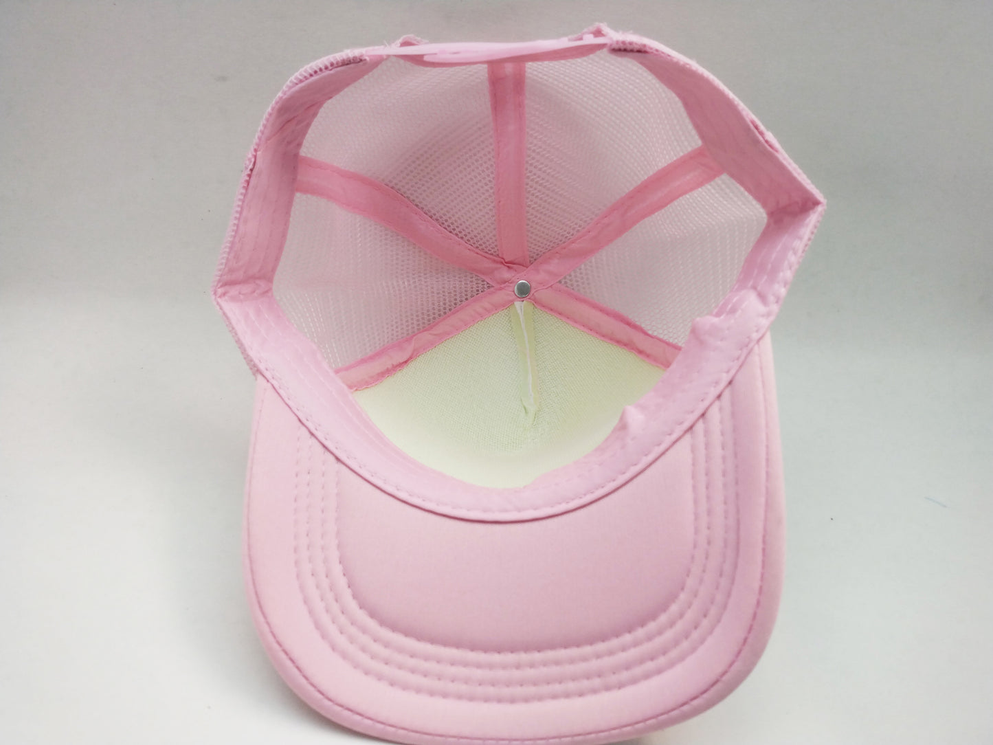 Lite Pink & White Foam/Mesh Trucker Cap -5 Panel adjustable hat