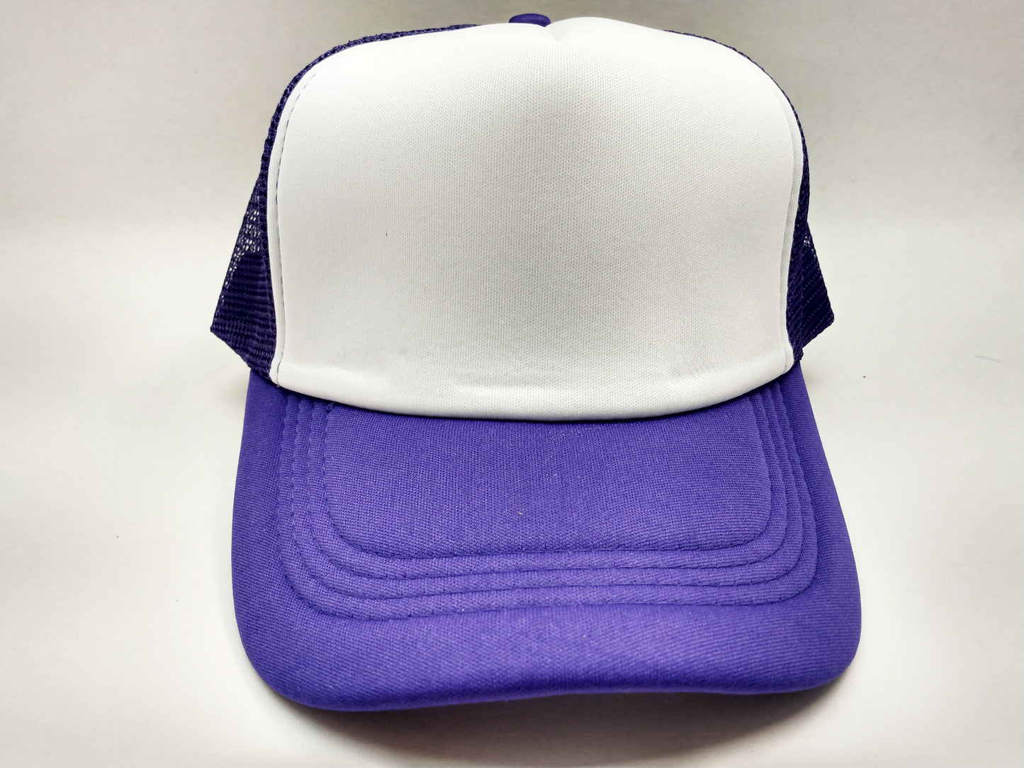 Purple & White Foam/Mesh Trucker Cap -5 Panel adjustable hat