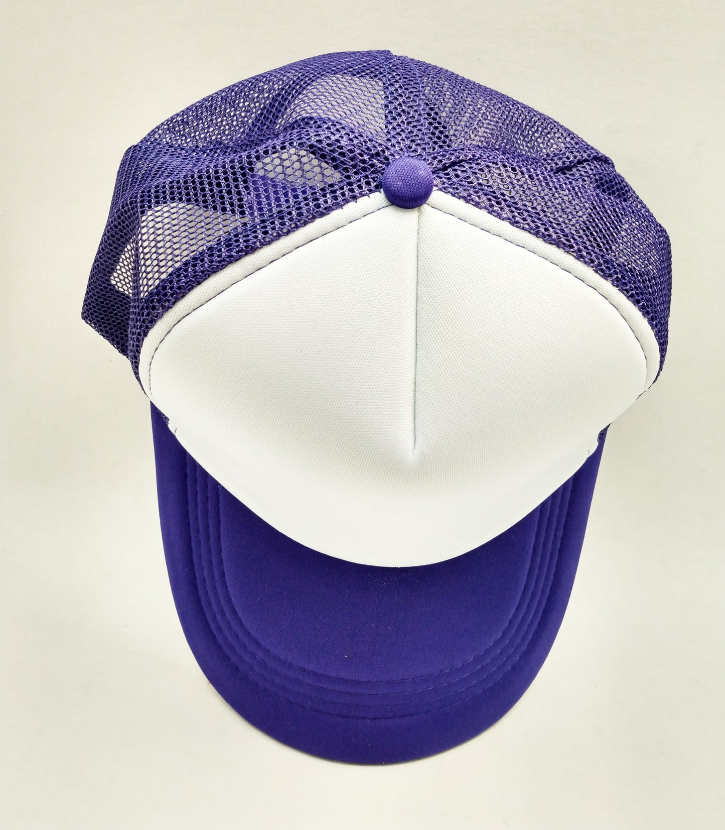 Purple & White Foam/Mesh Trucker Cap -5 Panel adjustable hat