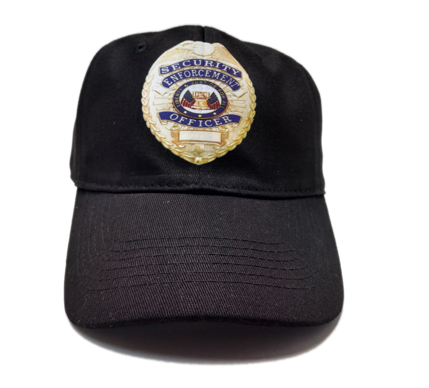 Badge Security Cap - Metallic Look / Stitch effect - Unstructured - Black - Adult Adjustable - Breathable