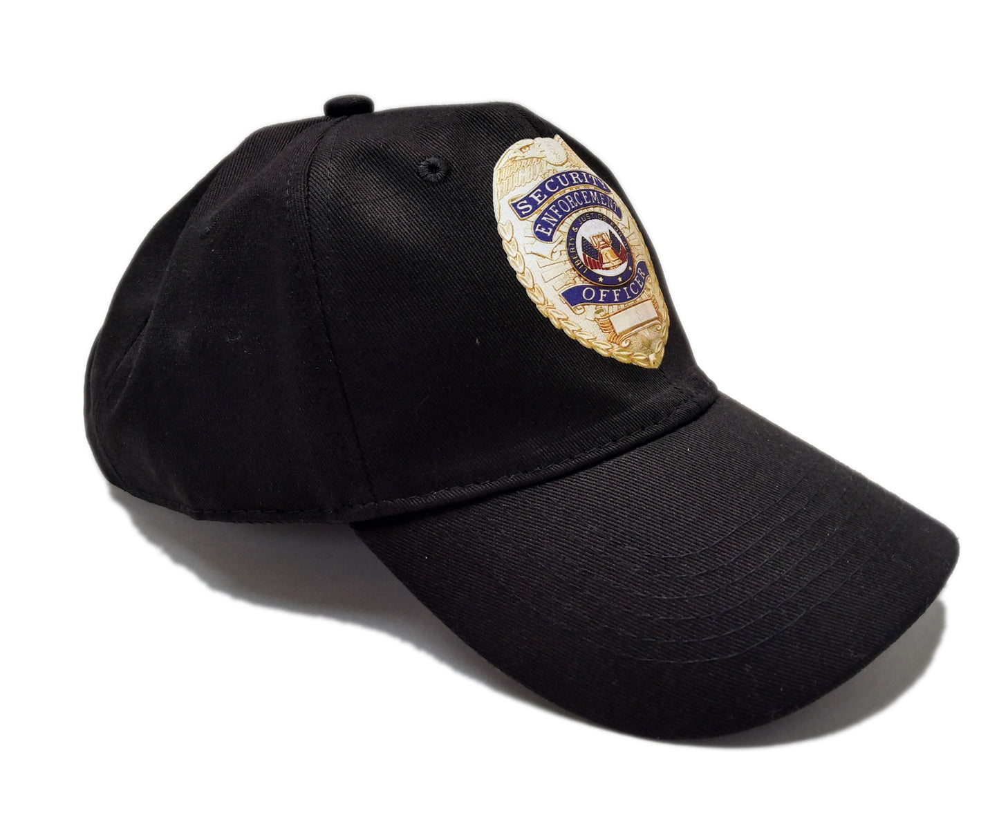 Badge Security Cap - Metallic Look / Stitch effect - Unstructured - Black - Adult Adjustable - Breathable