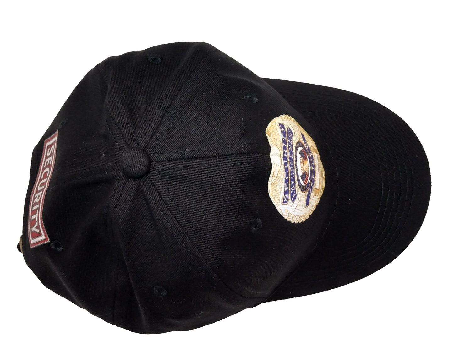 Badge Security Cap - Metallic Look / Stitch effect - Unstructured - Black - Adult Adjustable - Breathable