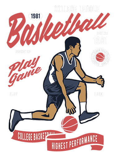 Cool Retro Basketball design graphic print Short Sleeve T-Shirt Multi color shirts Full color print adult