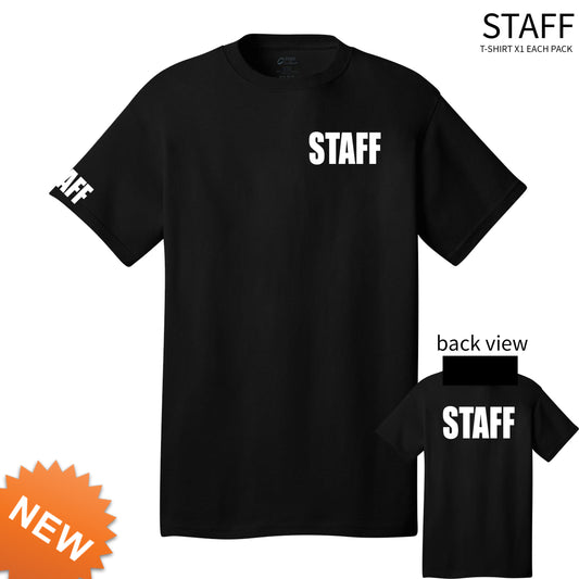 Staff T-Shirt Short Sleeves Black Cotton volunteers worker employee staff coordinator