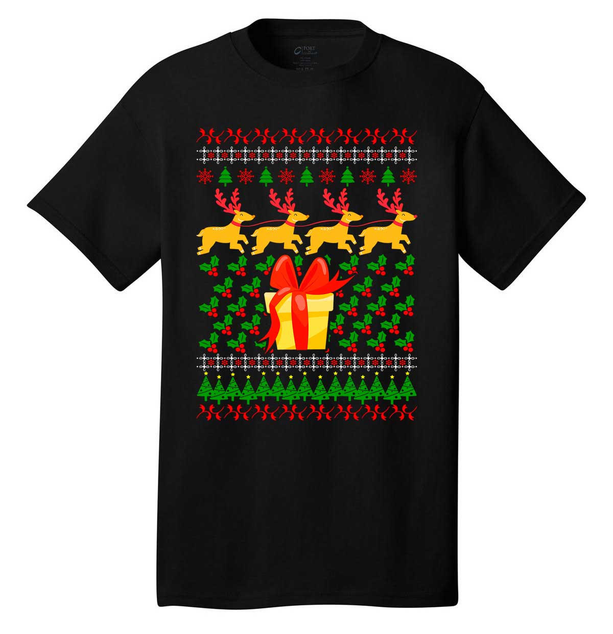 Reindeer Merry Christmas Ugly Sweater Design Christmas shirt holiday t-shirt short sleeves adult