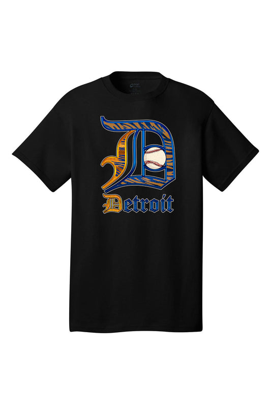 Old English Tiger theme Detroit D baseball - Short sleeve adult T-shirt various colors