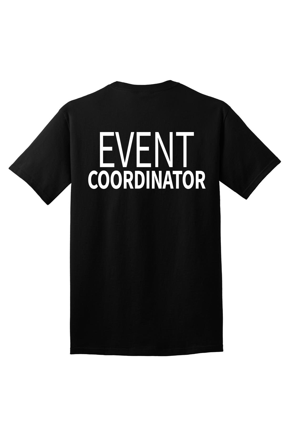 Event Coordinator staff shirt short sleeves multi colors double sided print adult