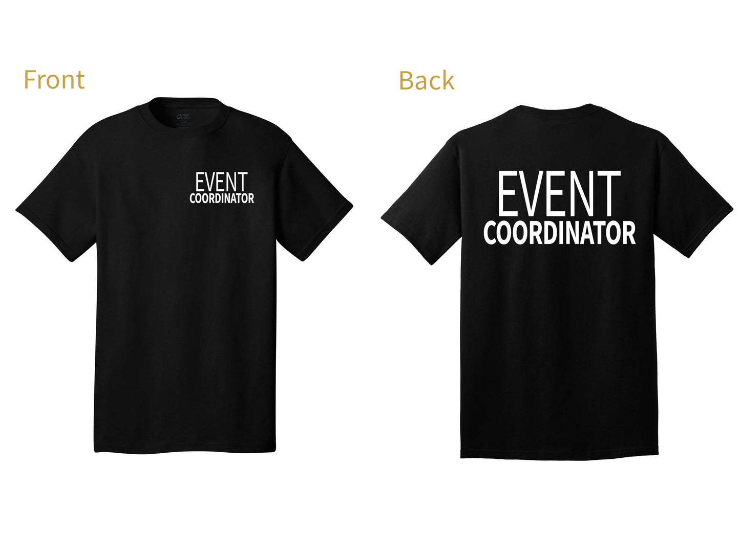 Event Coordinator staff shirt short sleeves multi colors double sided print adult