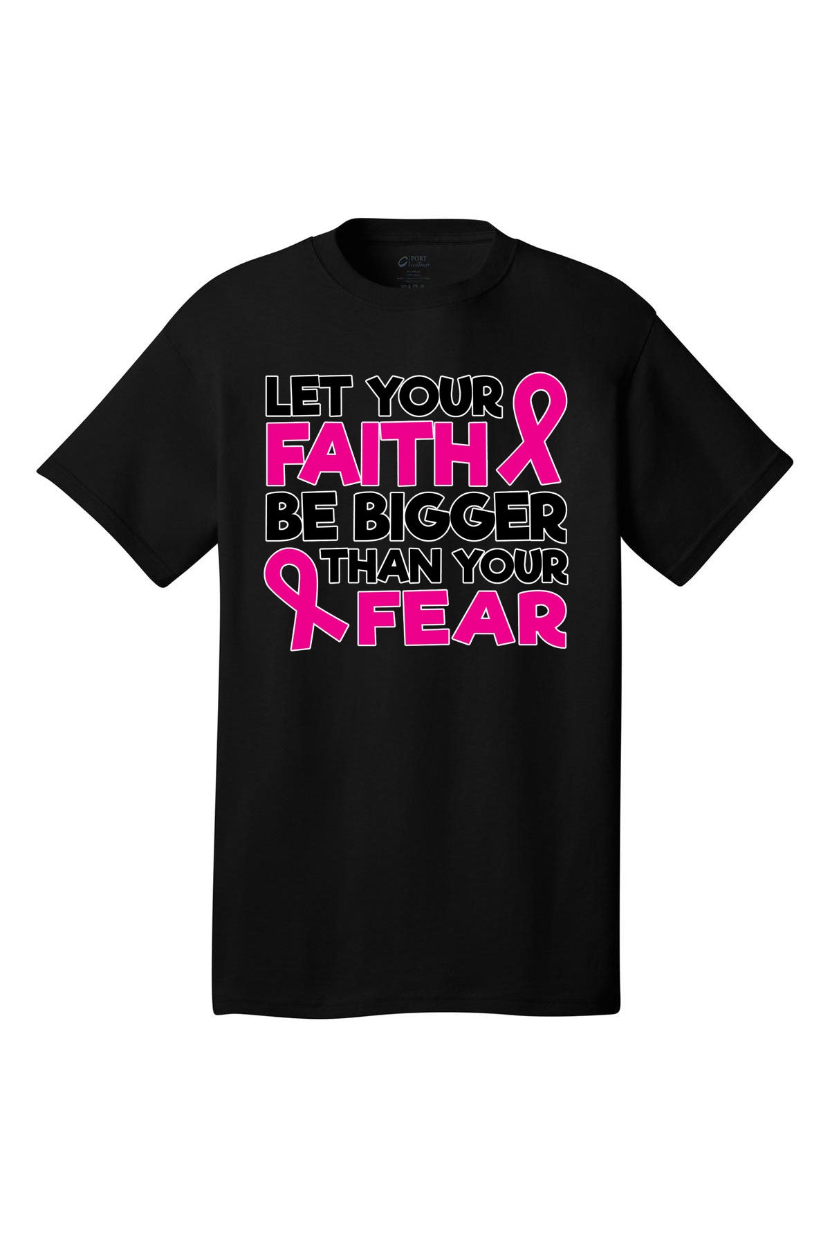 Let Faith Be Bigger Breast Cancer Awareness Short Sleeve T-Shirt Multi color shirts Full color print adult