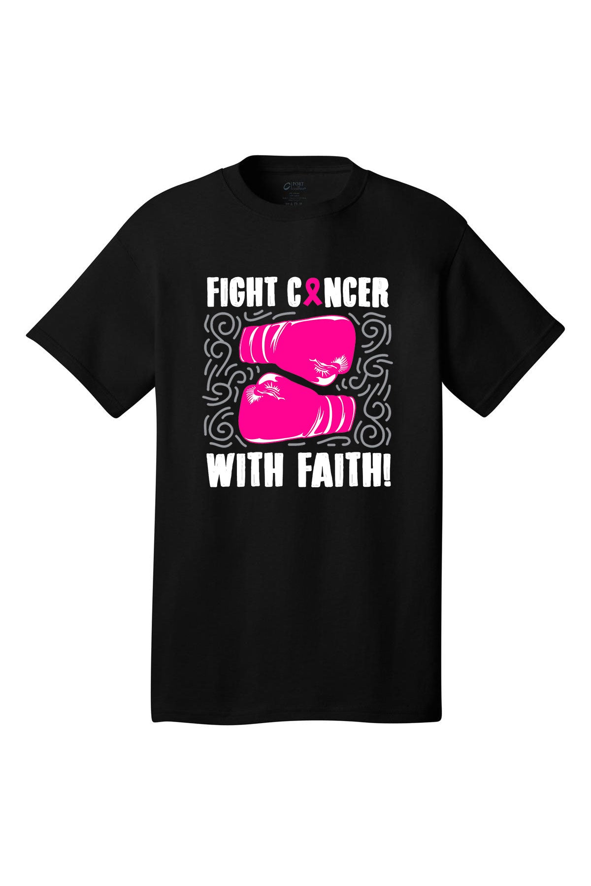 Fight breast cancer with faith boxing gloves Breast Cancer Awareness Short Sleeve T-Shirt Multi color shirts Full color print adult