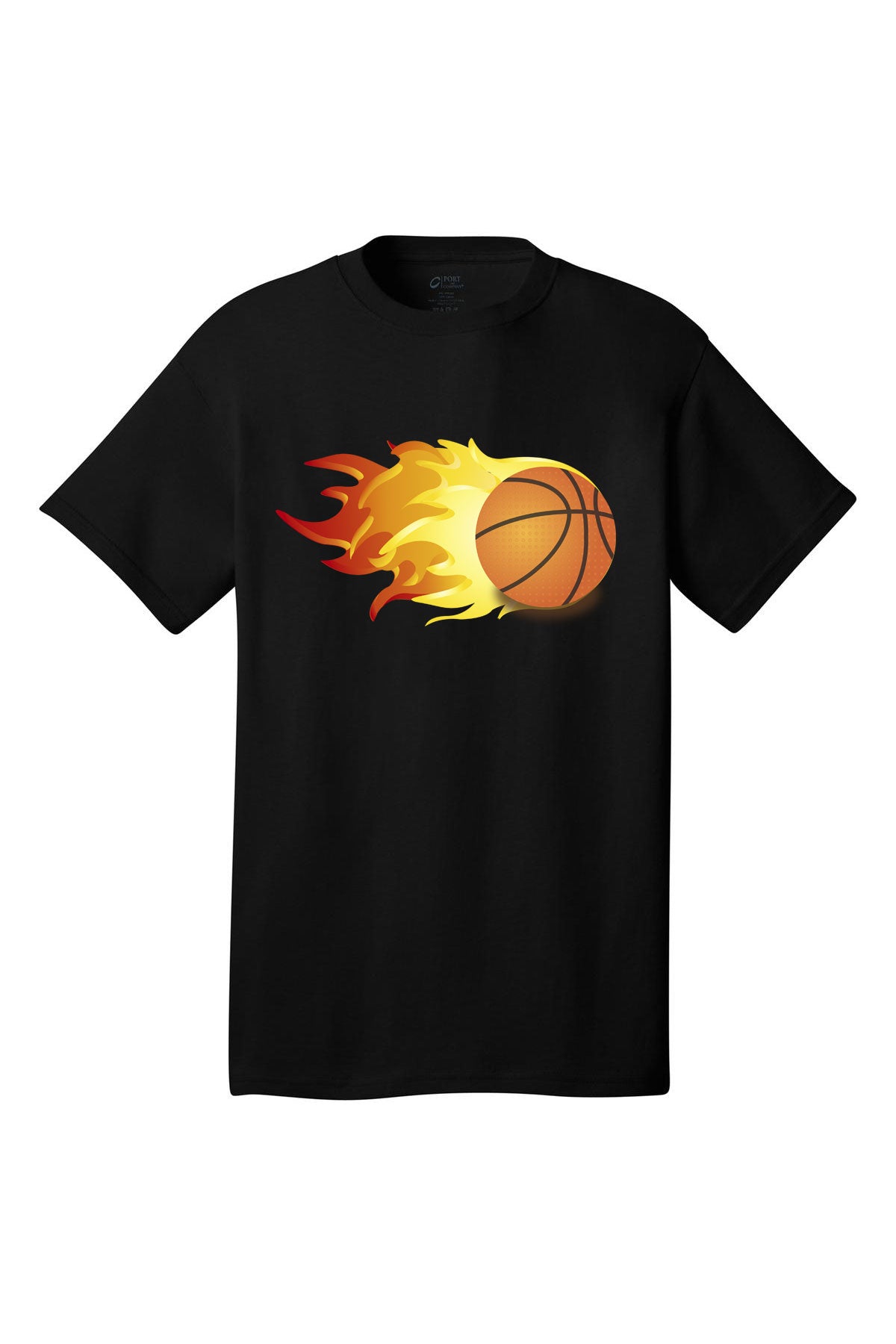 Flaming Basketball decal design graphic print Short Sleeve T-Shirt Multi color shirts Full color print adult