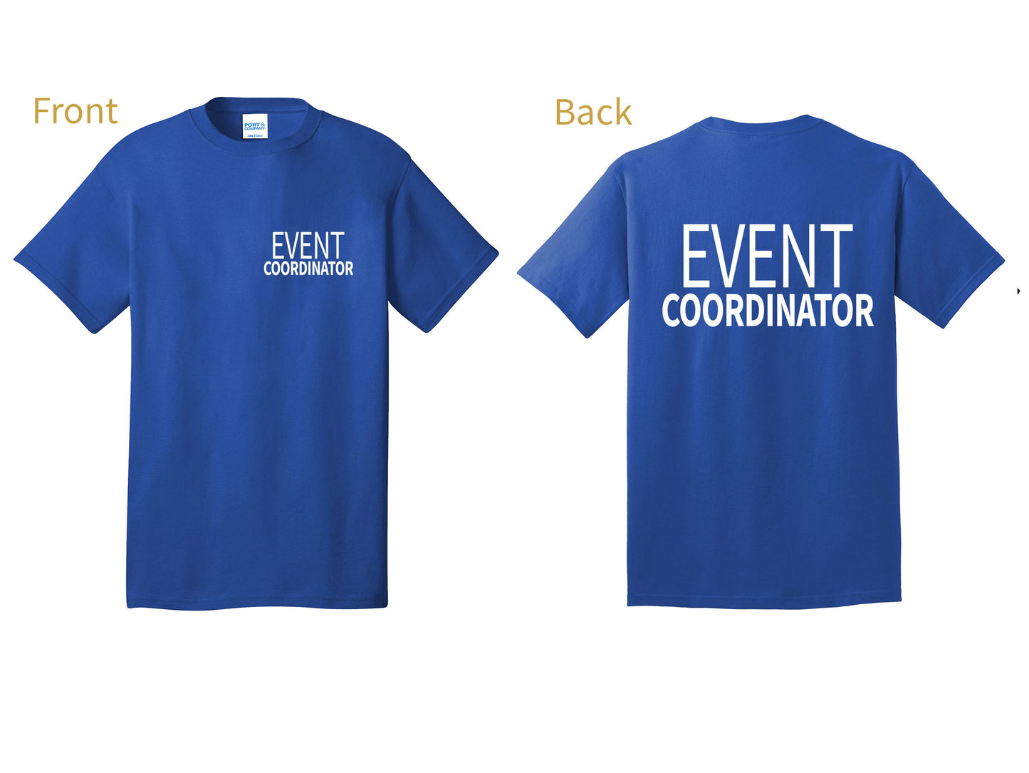 Event Coordinator staff shirt short sleeves multi colors double sided print adult