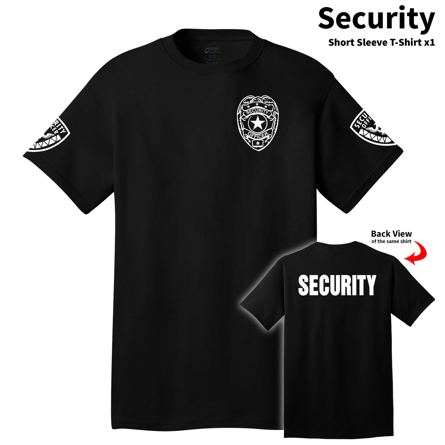 Premium T-Shirt printed with Badges On Front,Sleeves, & bold SECURITY on back