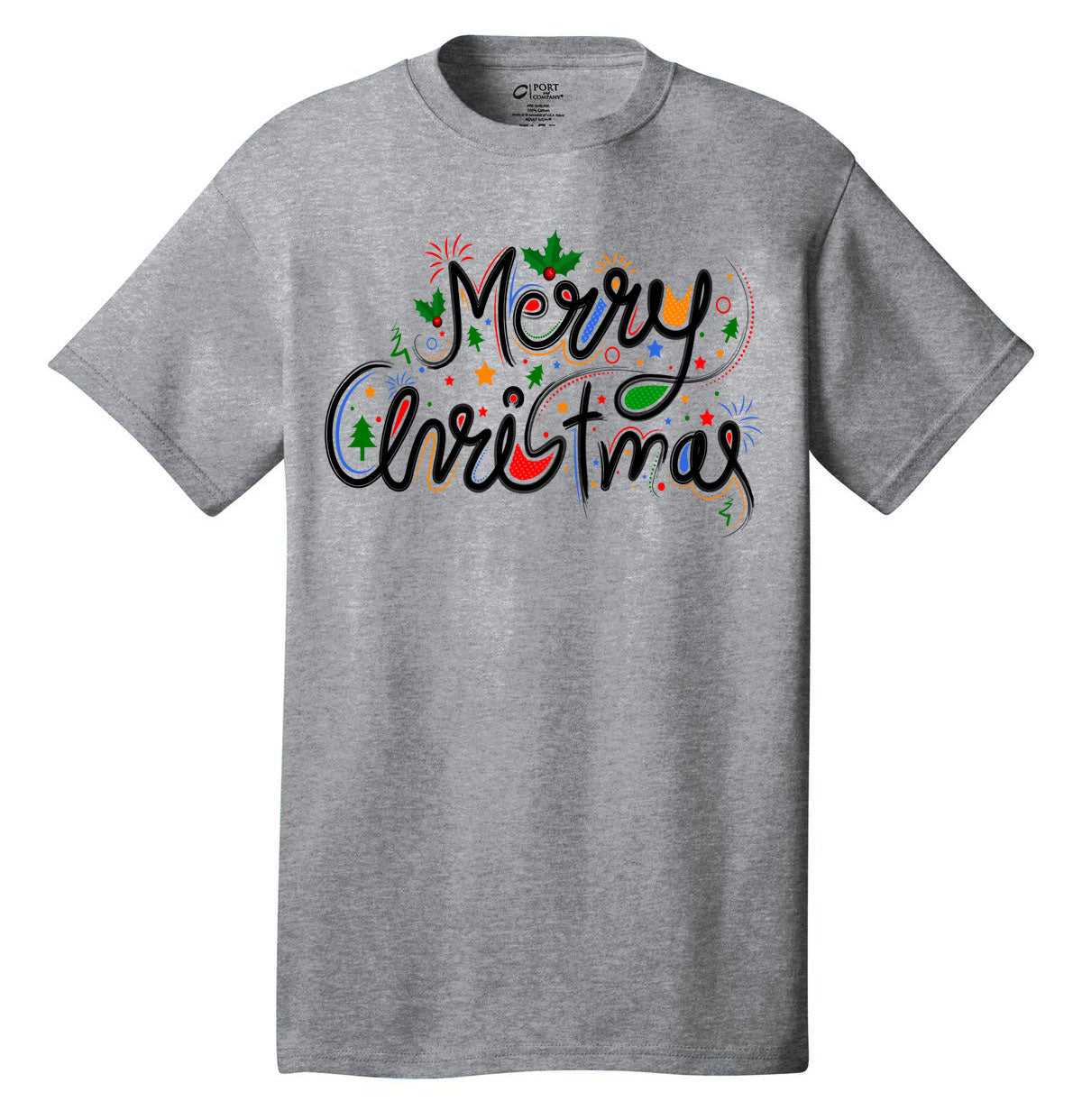 Merry Christmas typography shirt holiday t-shirt short sleeves adult