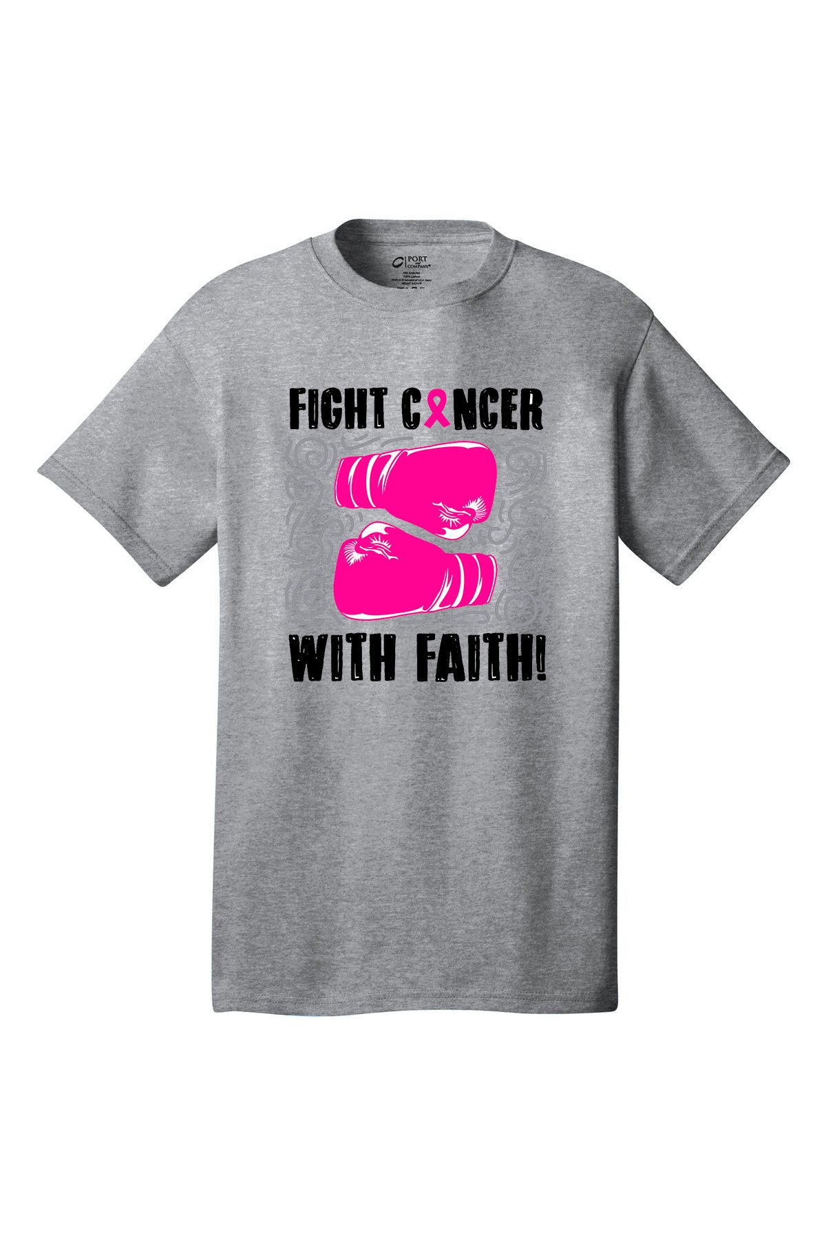 Fight breast cancer with faith boxing gloves Breast Cancer Awareness Short Sleeve T-Shirt Multi color shirts Full color print adult