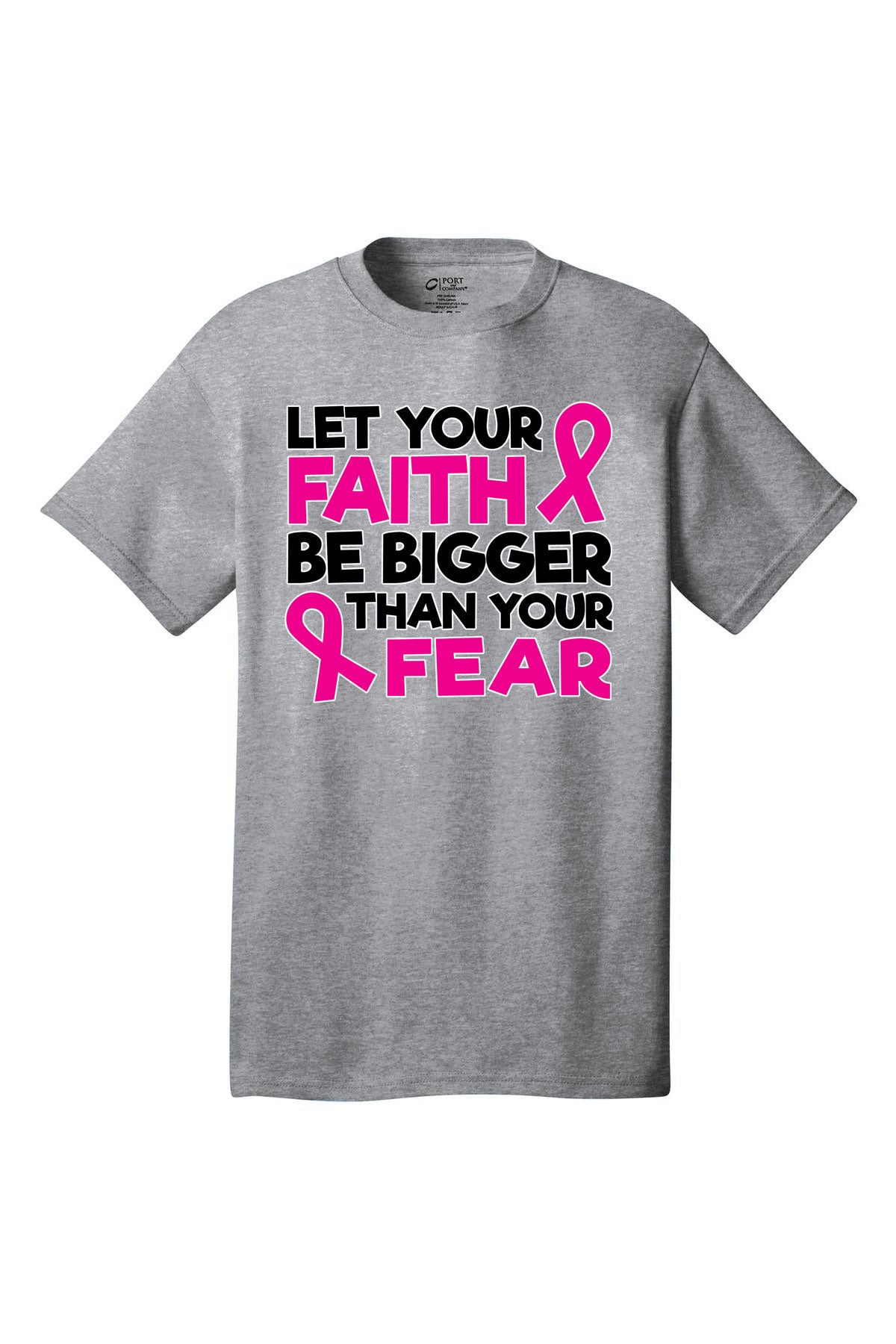 Let Faith Be Bigger Breast Cancer Awareness Short Sleeve T-Shirt Multi color shirts Full color print adult