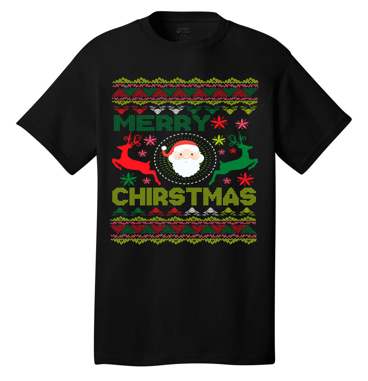 Merry Christmas Ugly Sweater Design Christmas shirt holiday t-shirt short sleeves adult