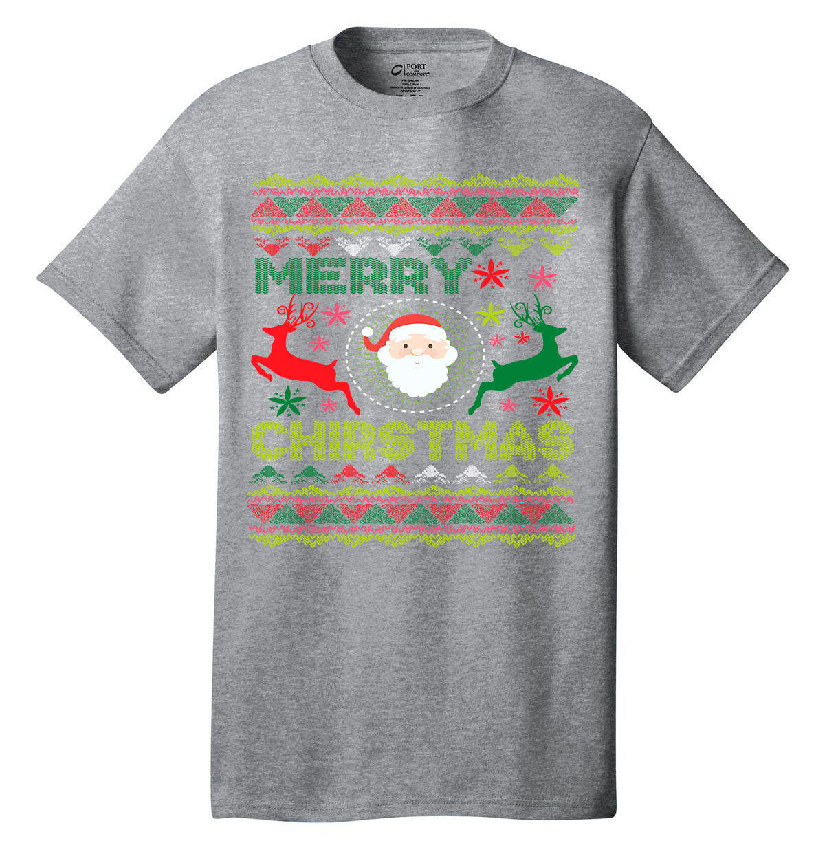 Merry Christmas Ugly Sweater Design Christmas shirt holiday t-shirt short sleeves adult