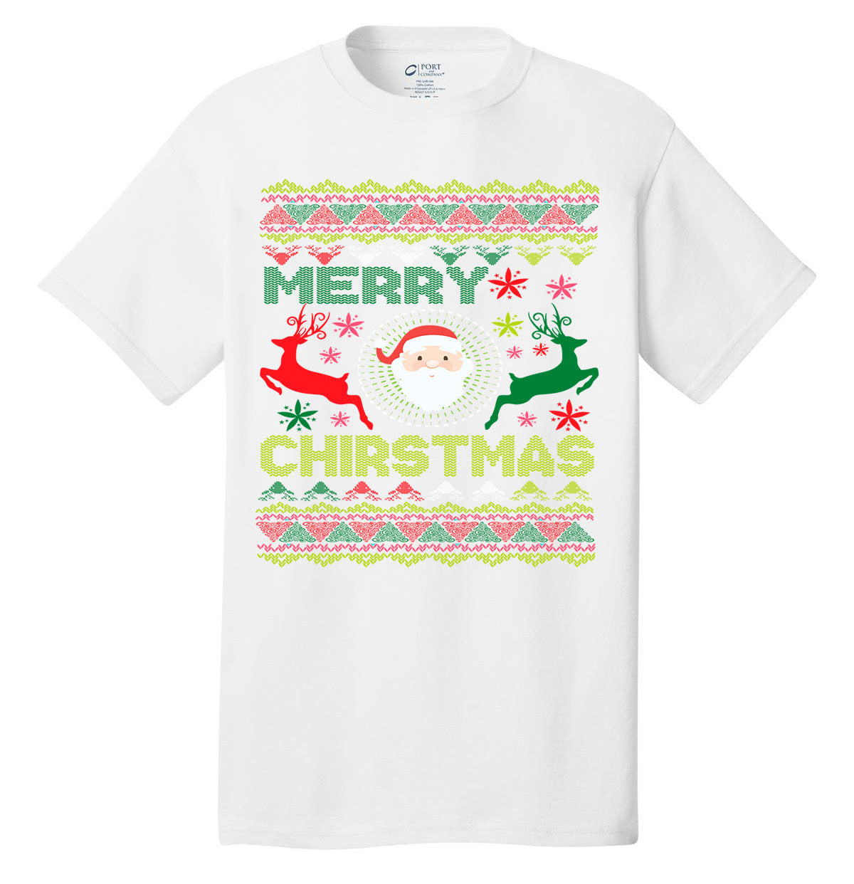 Merry Christmas Ugly Sweater Design Christmas shirt holiday t-shirt short sleeves adult