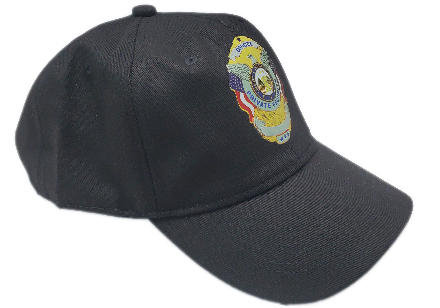 Security Cap - Private Security | Metallic Look / Stitch effect - Unstructured - Black - Adult Adjustable - Breathable