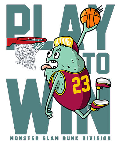 Play to win Basketball monster decal design graphic print Short Sleeve T-Shirt Multi color shirts Full color print adult