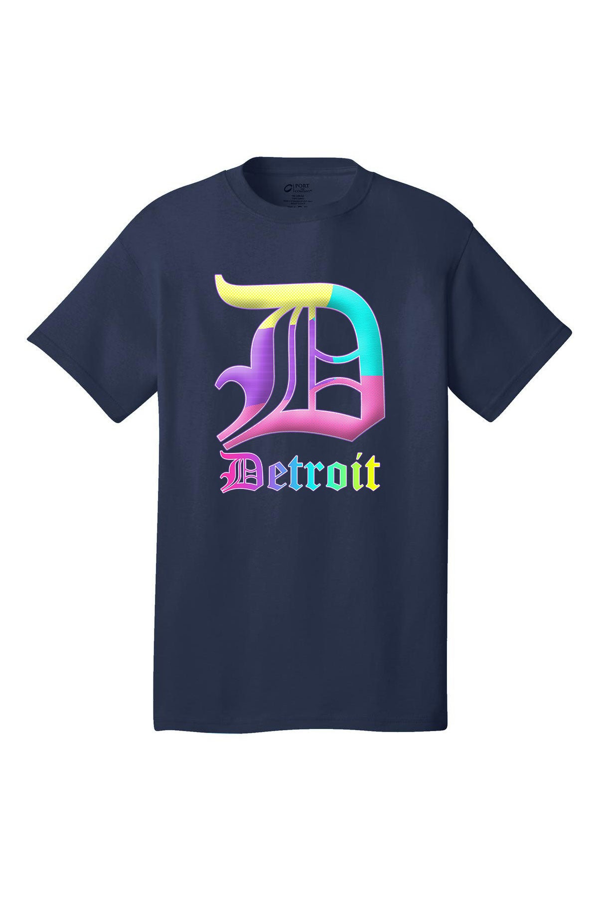 Detroit Multi color D - spring colors  - Various shirt colors short sleeve adult t-shirt