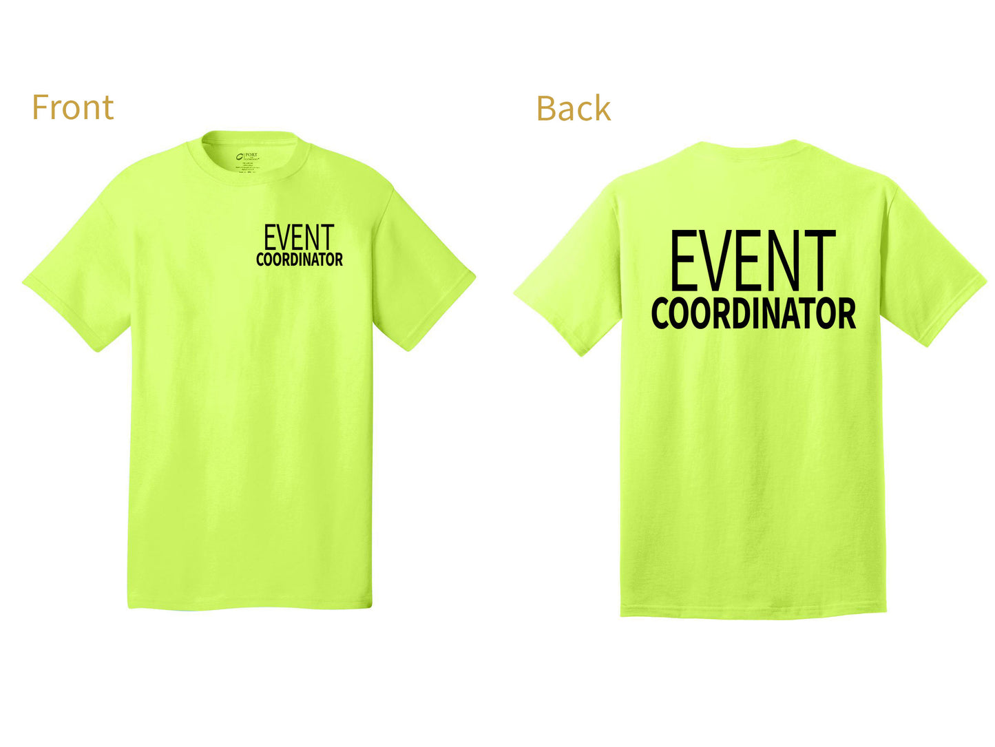 Event Coordinator staff shirt short sleeves multi colors double sided print adult