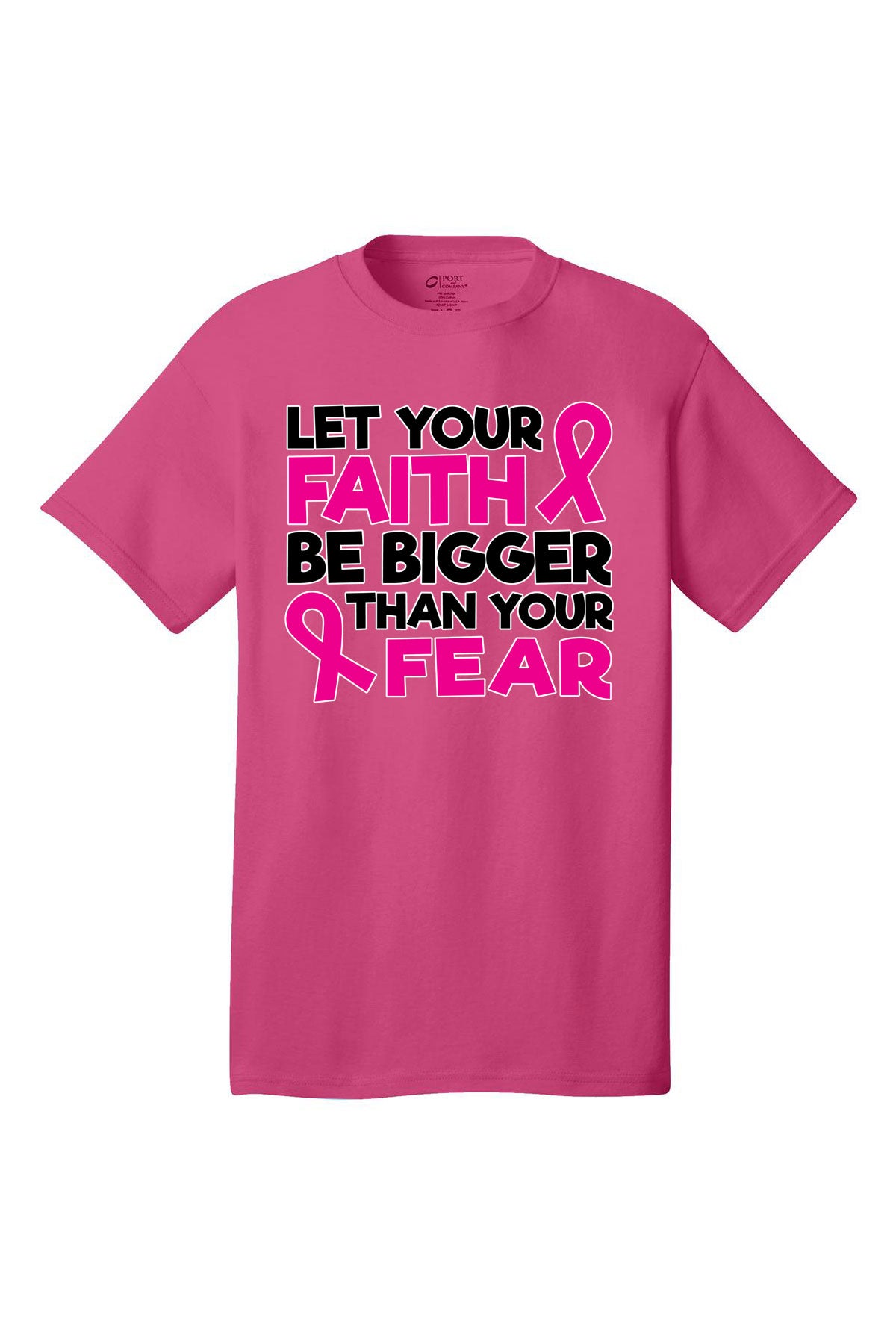 Let Faith Be Bigger Breast Cancer Awareness Short Sleeve T-Shirt Multi color shirts Full color print adult