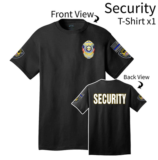 Security Guard T-Shirt Private Security print 3d effect - Short Sleeves cotton black adult