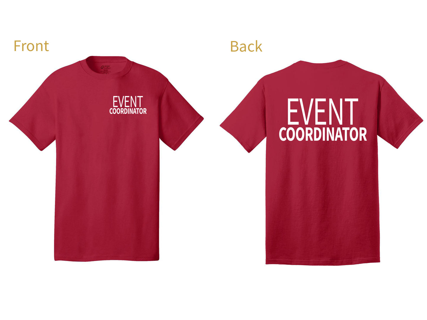 Event Coordinator staff shirt short sleeves multi colors double sided print adult