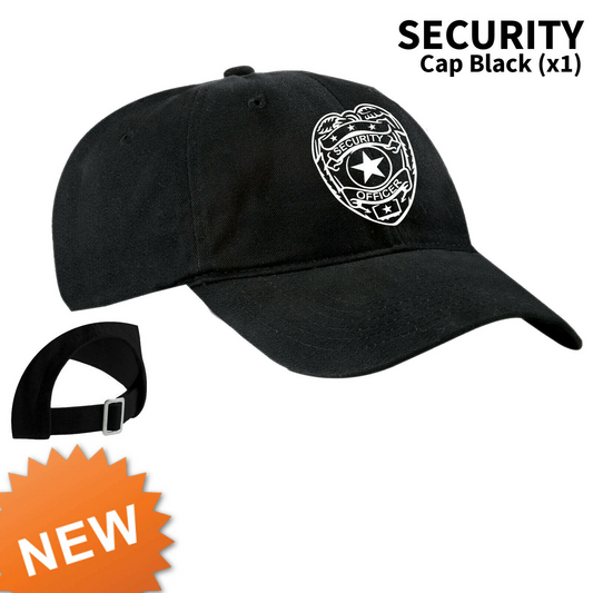 Security Cap Adjustable Black cotton BASIC - Brushed Twill Low Profile Cap