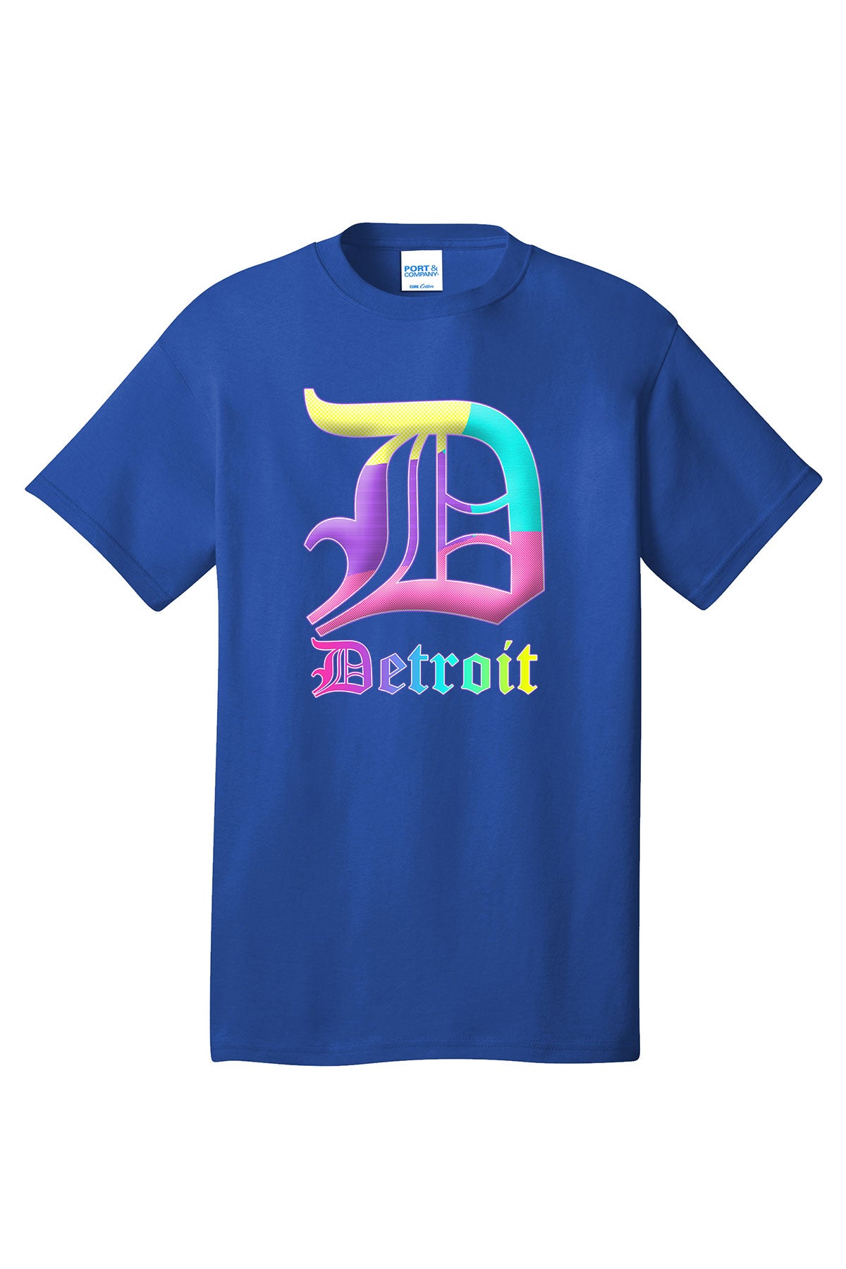 Detroit Multi color D - spring colors  - Various shirt colors short sleeve adult t-shirt