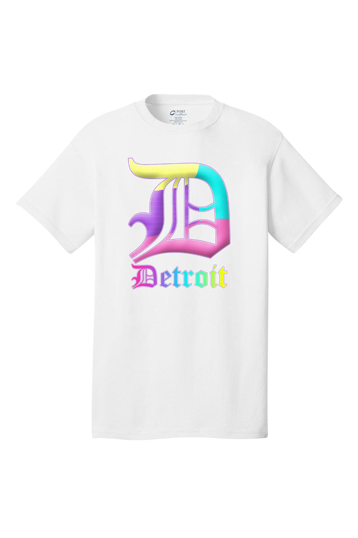 Detroit Multi color D - spring colors  - Various shirt colors short sleeve adult t-shirt