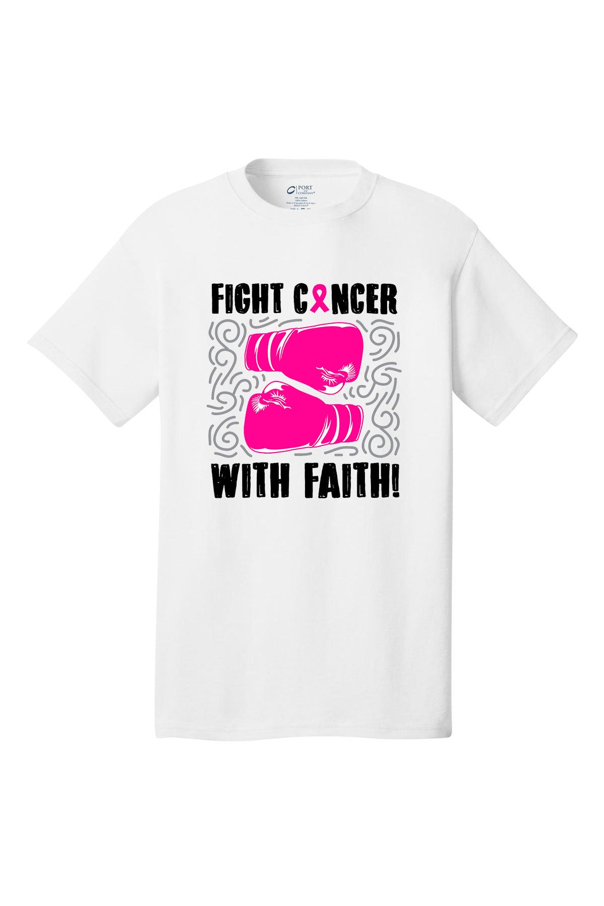 Fight breast cancer with faith boxing gloves Breast Cancer Awareness Short Sleeve T-Shirt Multi color shirts Full color print adult