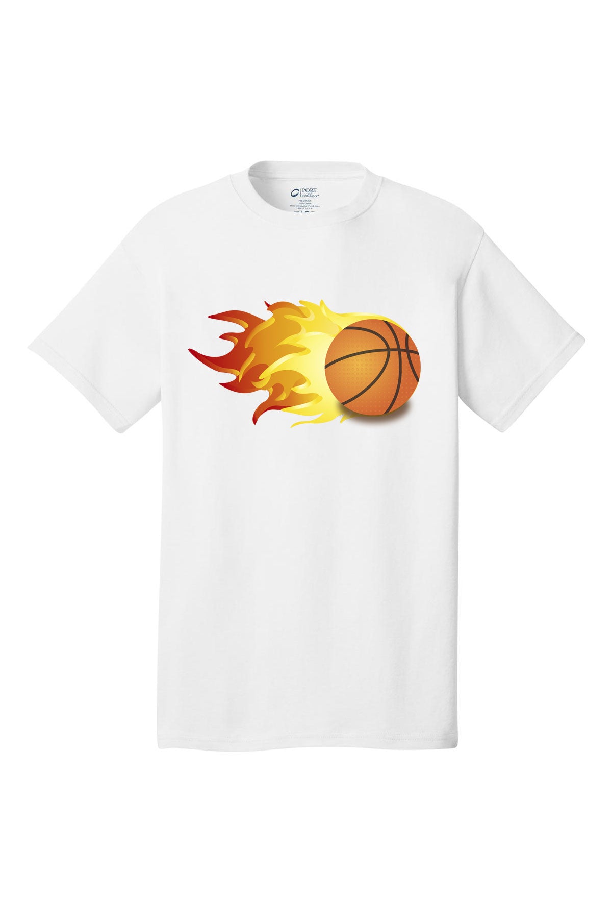 Flaming Basketball decal design graphic print Short Sleeve T-Shirt Multi color shirts Full color print adult