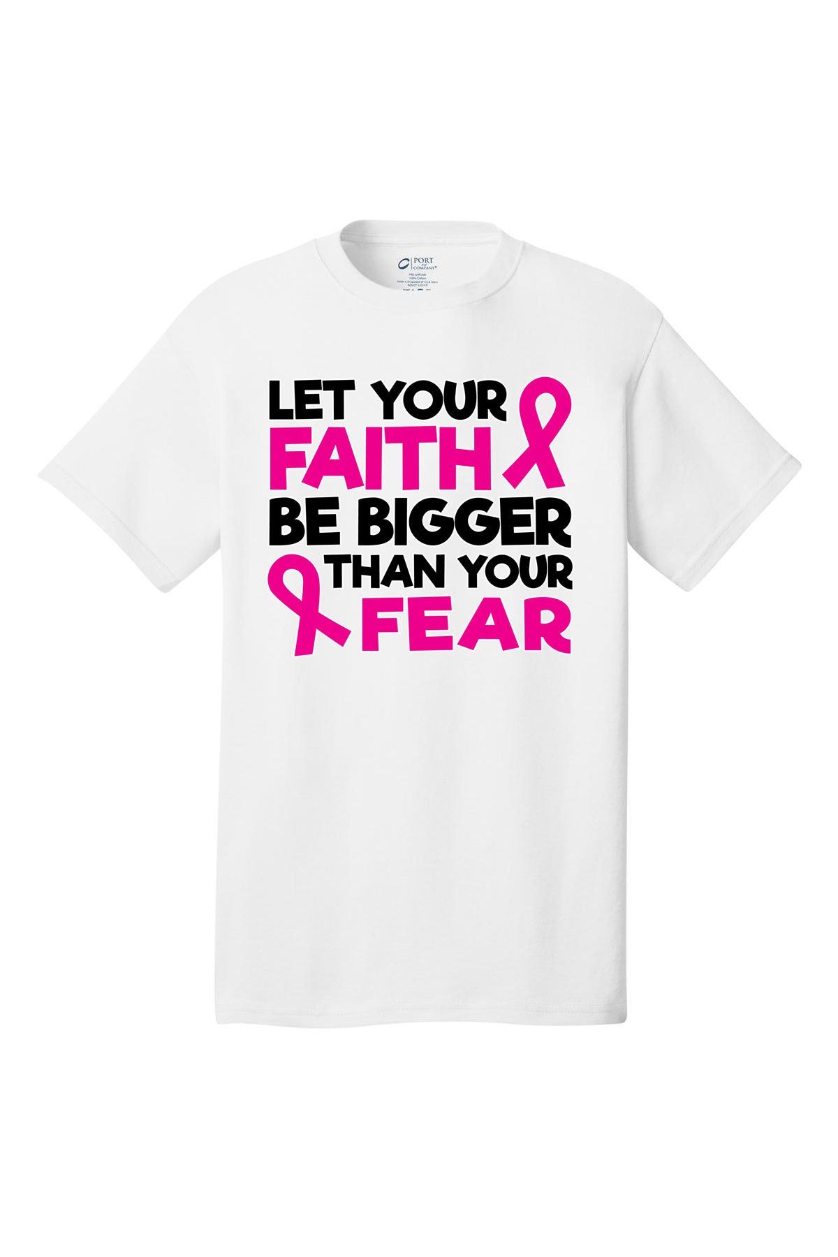 Let Faith Be Bigger Breast Cancer Awareness Short Sleeve T-Shirt Multi color shirts Full color print adult